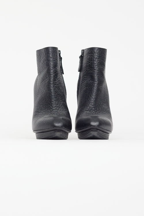 Alexander McQueen Black Pebbled Leather Stiletto Boot