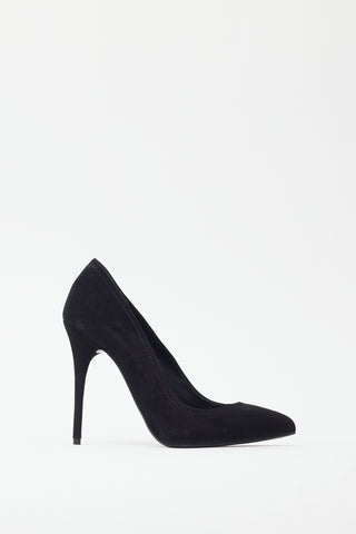 Alexander McQueen Black Suede Pointed Toe Pump