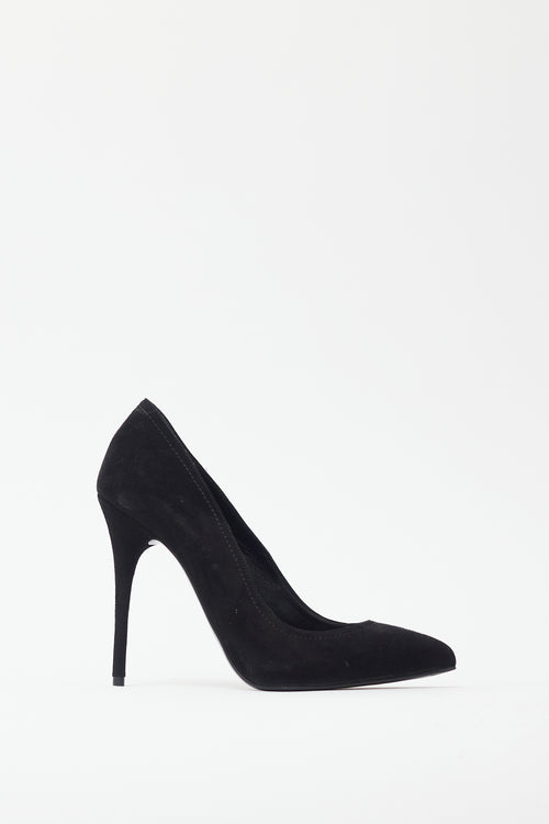 Alexander McQueen Black Suede Pointed Toe Pump