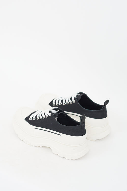 Alexander McQueen Black 
White Tread Slick Platform Sneaker