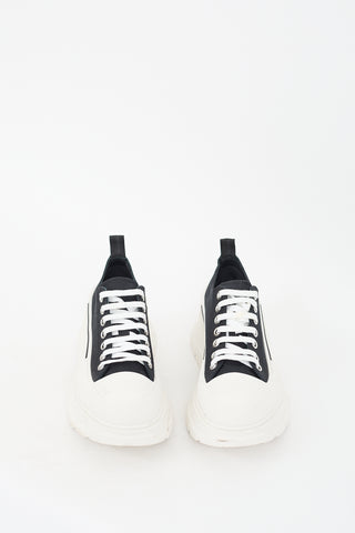 Alexander McQueen Black 
White Tread Slick Platform Sneaker