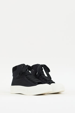 Alexander McQueen Black 
White Canvas Plimsoll Platform Sneaker