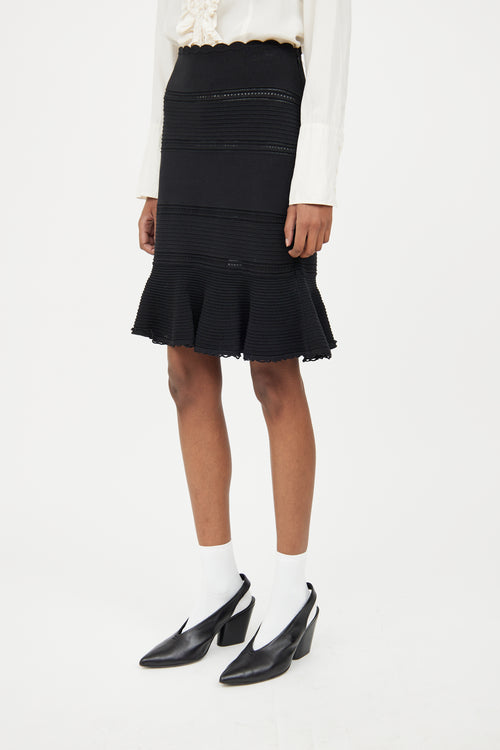 Alexander McQueen Black Ribbed Eyelet Skirt