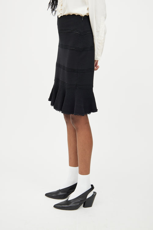 Alexander McQueen Black Ribbed Eyelet Skirt