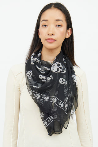 Alexander McQueen Black Skull Print Scarf