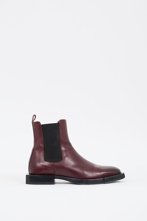 Alexander McQueen Burgundy Leather Chelsea Boot