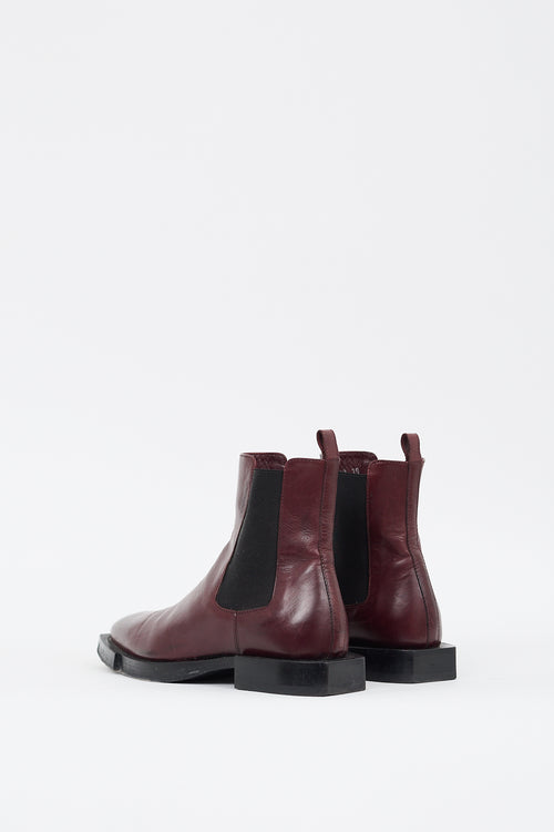 Alexander McQueen Burgundy Leather Chelsea Boot