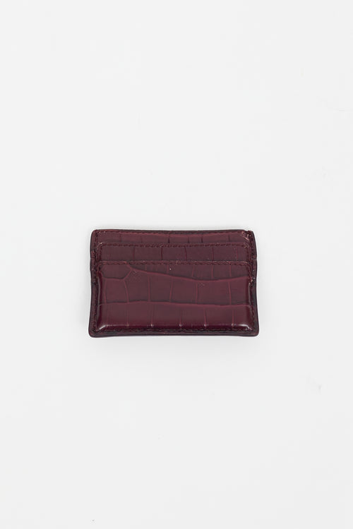 Alexander McQueen Burgundy Textured Leather Cardholder