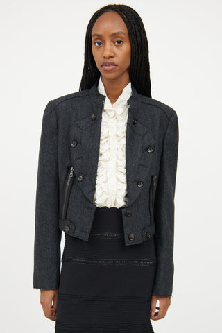 Alexander McQueen Dark Grey Wool Distressed Jacket