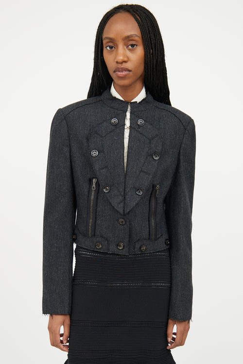 Alexander McQueen Dark Grey Wool Distressed Jacket