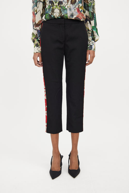 Black 
Multicolour Wool Patterned Cropped Trouser