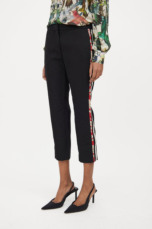 Black 
Multicolour Wool Patterned Cropped Trouser