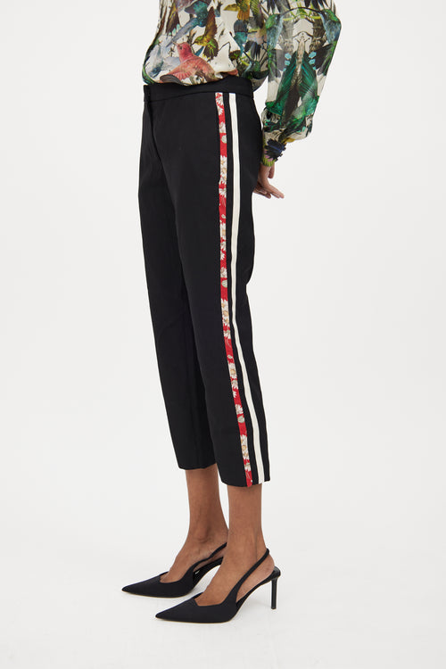 Black 
Multicolour Wool Patterned Cropped Trouser