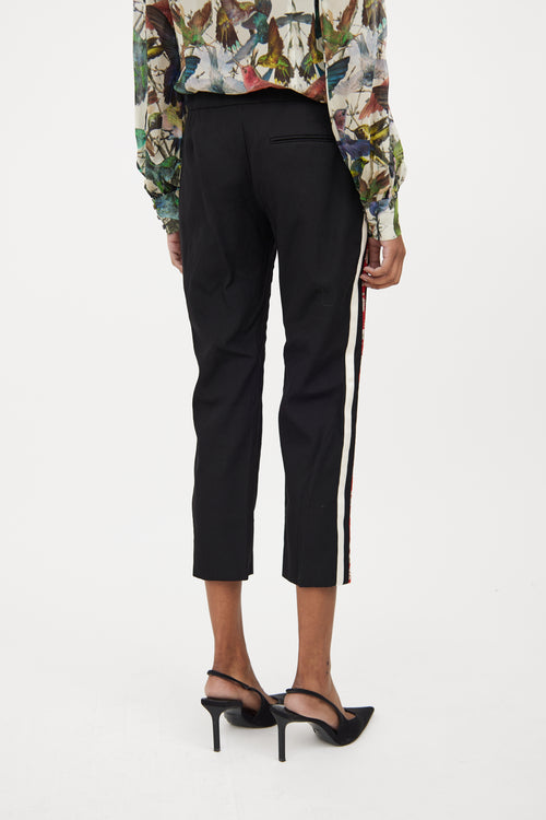 Black 
Multicolour Wool Patterned Cropped Trouser