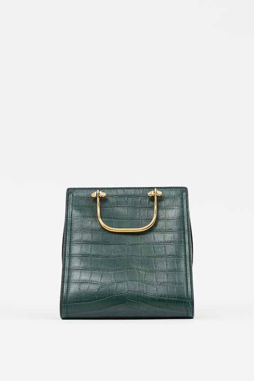 Alexander McQueen Green Embossed Leather The Short Story Bag