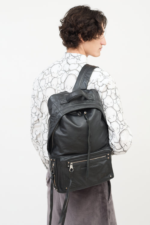 Alexander McQueen McQ Black Leather Loveless Zip Backpack