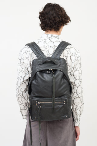 Alexander McQueen McQ Black Leather Loveless Zip Backpack