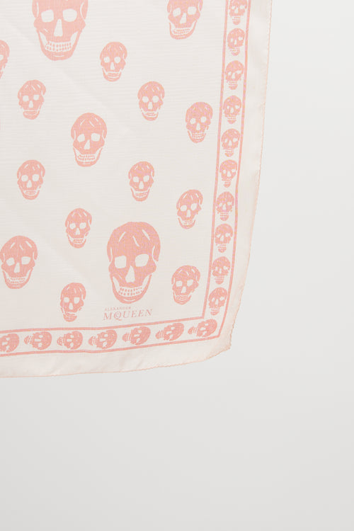 Alexander McQueen Pink 
Red Silk Skull Scarf