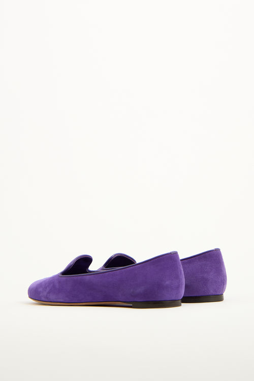 Alexander McQueen Purple Suede 
Sequin Skull Loafer