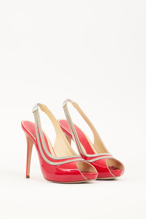 Alexander McQueen Red Patent Leather Chain Slingback Pump