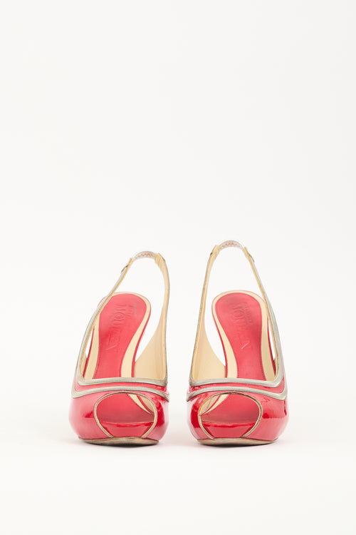 Alexander McQueen Red Patent Leather Chain Slingback Pump