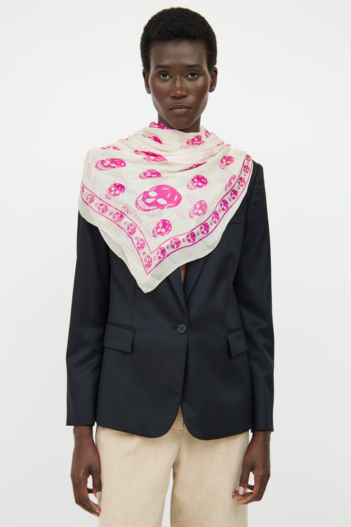 Alexander McQueen Cream 
Pink Skull Scarf