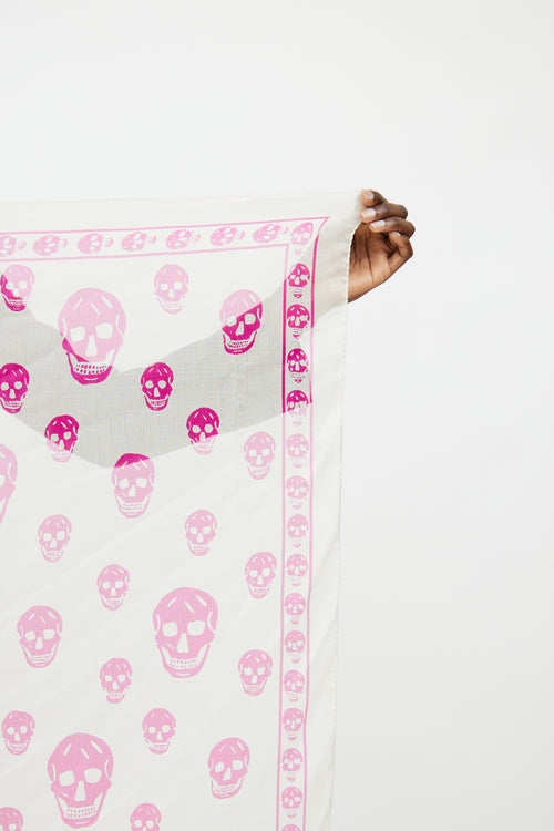 Alexander McQueen Cream 
Pink Skull Scarf