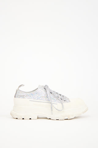 Alexander McQueen Silver Glitter Tread Slick Sneaker