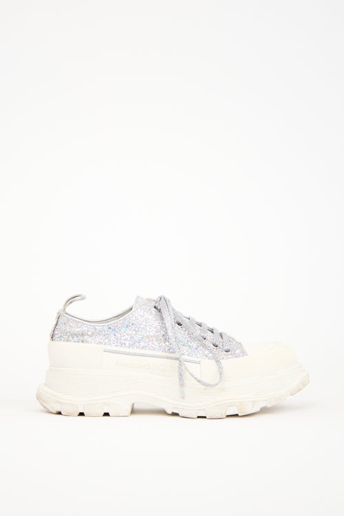 Alexander McQueen Silver Glitter Tread Slick Sneaker