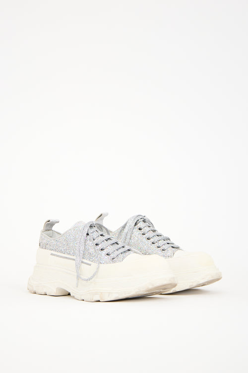 Alexander McQueen Silver Glitter Tread Slick Sneaker