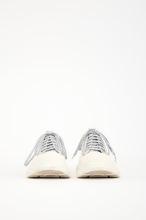 Alexander McQueen Silver Glitter Tread Slick Sneaker