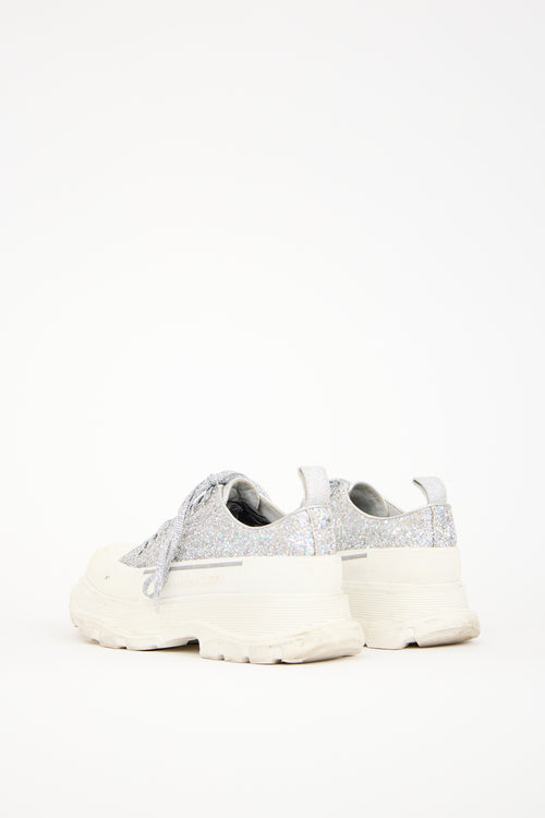 Alexander McQueen Silver Glitter Tread Slick Sneaker