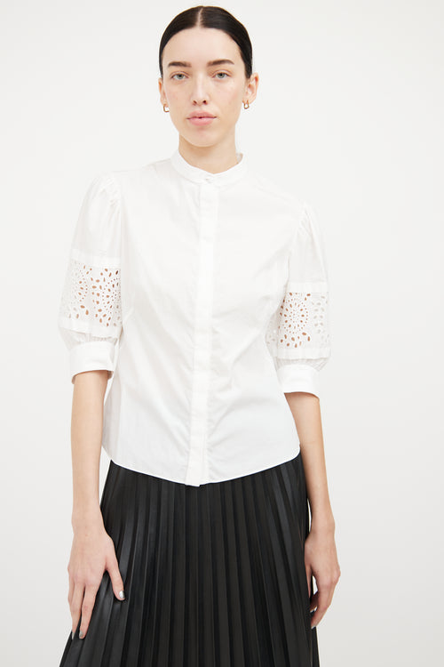 Alexander McQueen White Cotton Eyelet Blouse