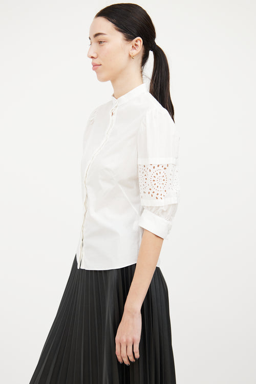 Alexander McQueen White Cotton Eyelet Blouse