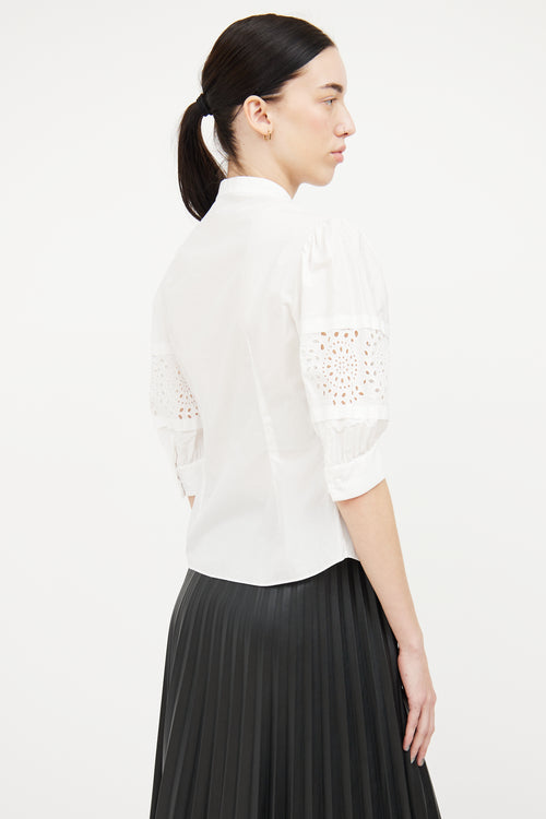 Alexander McQueen White Cotton Eyelet Blouse