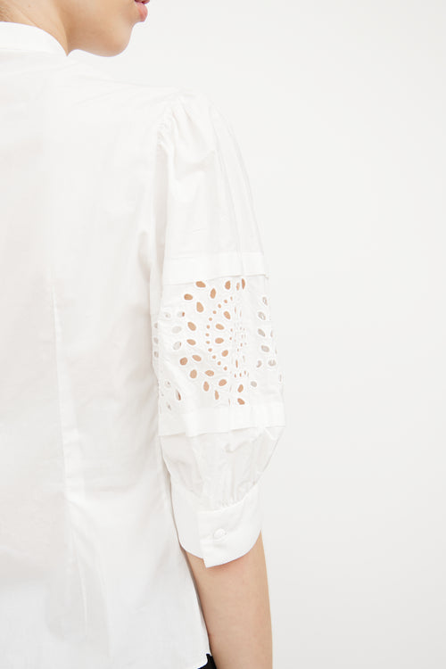 Alexander McQueen White Cotton Eyelet Blouse