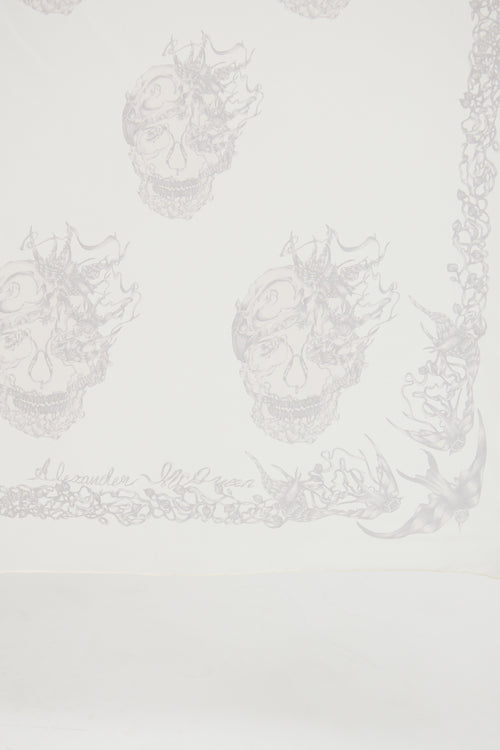 Alexander McQueen Cream 
Grey Skull Scarf