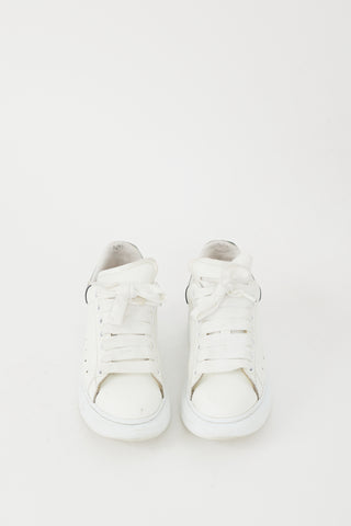 Alexander McQueen White 
Silver Metallic Leather Oversized Sneaker