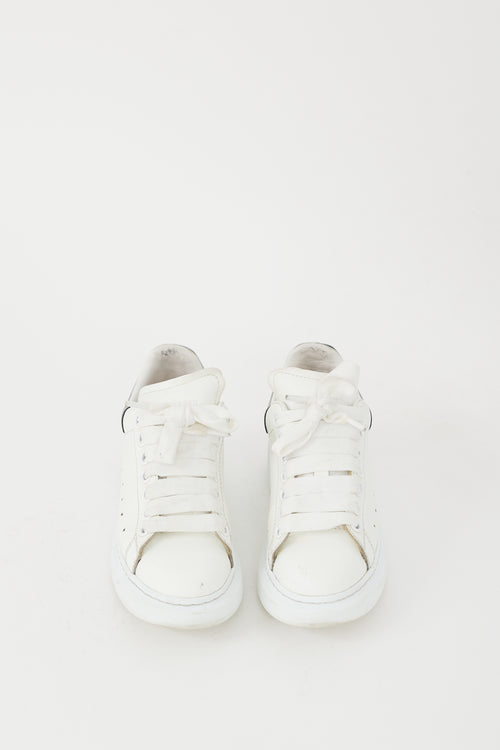 Alexander McQueen White 
Silver Metallic Leather Oversized Sneaker