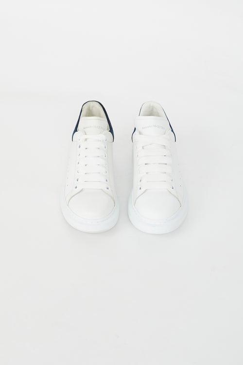 Alexander McQueen White and Blue Leather Oversized Sneakers