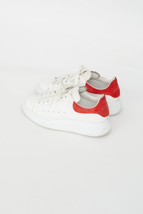 Alexander McQueen White and Red Leather Oversized Sneakers