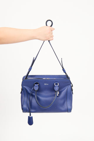 Alexander McQueen Blue Leather Skull Crossbody Bag