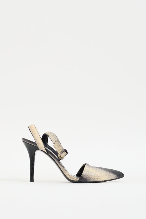 Alexander Wang Black 
Beige Textured Leather Lovisa Heel