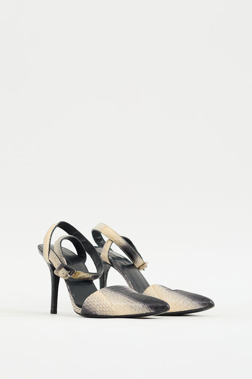 Alexander Wang Black 
Beige Textured Leather Lovisa Heel