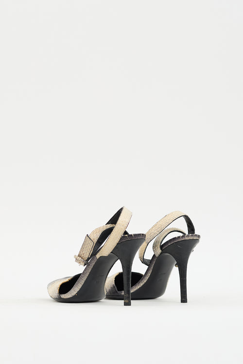 Alexander Wang Black 
Beige Textured Leather Lovisa Heel