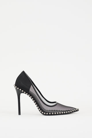 Alexander Wang Black Mesh Studded Rie Pump