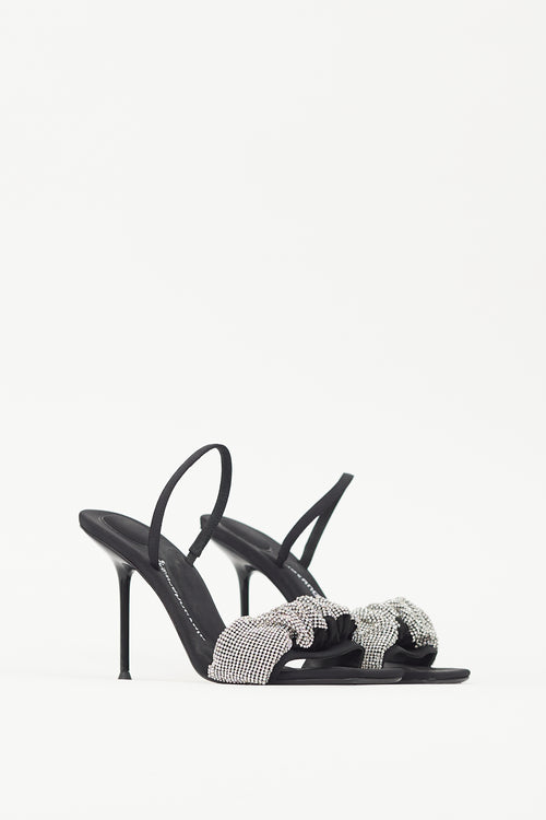 Alexander Wang Black 
Silver Julie Crystal Sandal