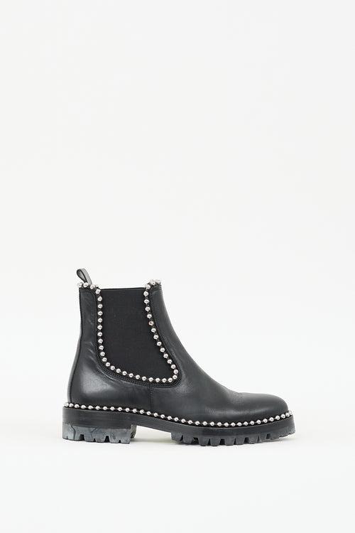 Alexander Wang Black 
Silver Leather Studded Spencer  Boot