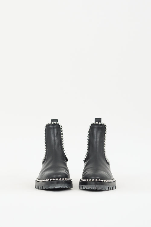 Alexander Wang Black 
Silver Leather Studded Spencer  Boot