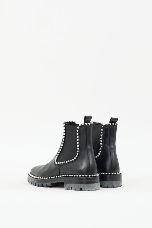 Alexander Wang Black 
Silver Leather Studded Spencer  Boot